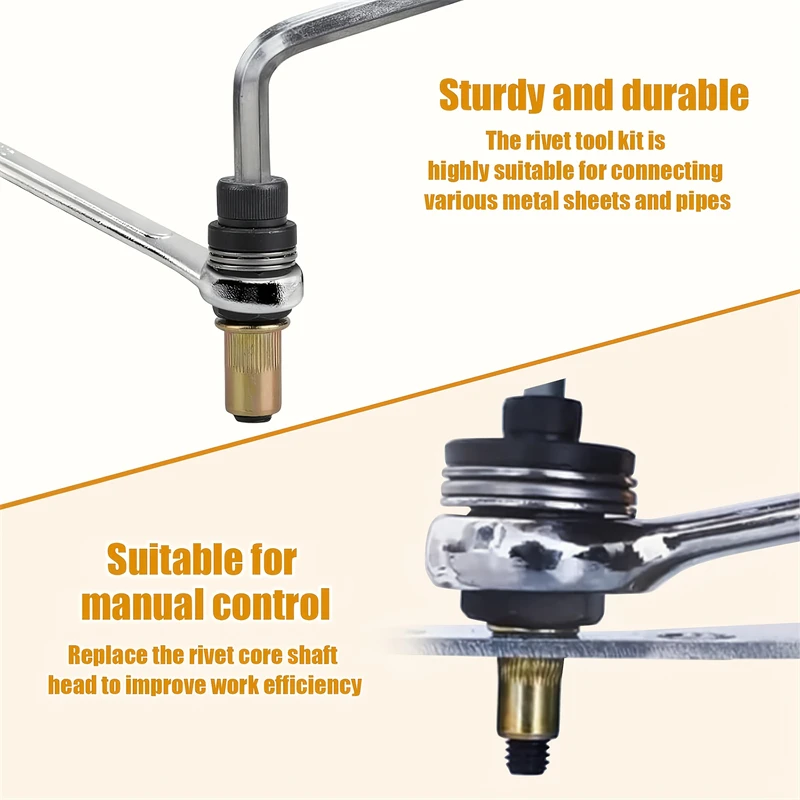 Conjunto de pistola de porca de rebite manual, 7 peças, com m3 m4 m5 m6 m8 m10 m12, kit de ferramentas de rebitador manual para fácil instalação e fixação segura