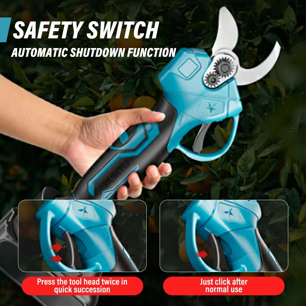 30MM Electric Pruning Shears Professional Cordless Electric Pruning Battery Powered Tree Branch Pruner Electric Garden Scissors