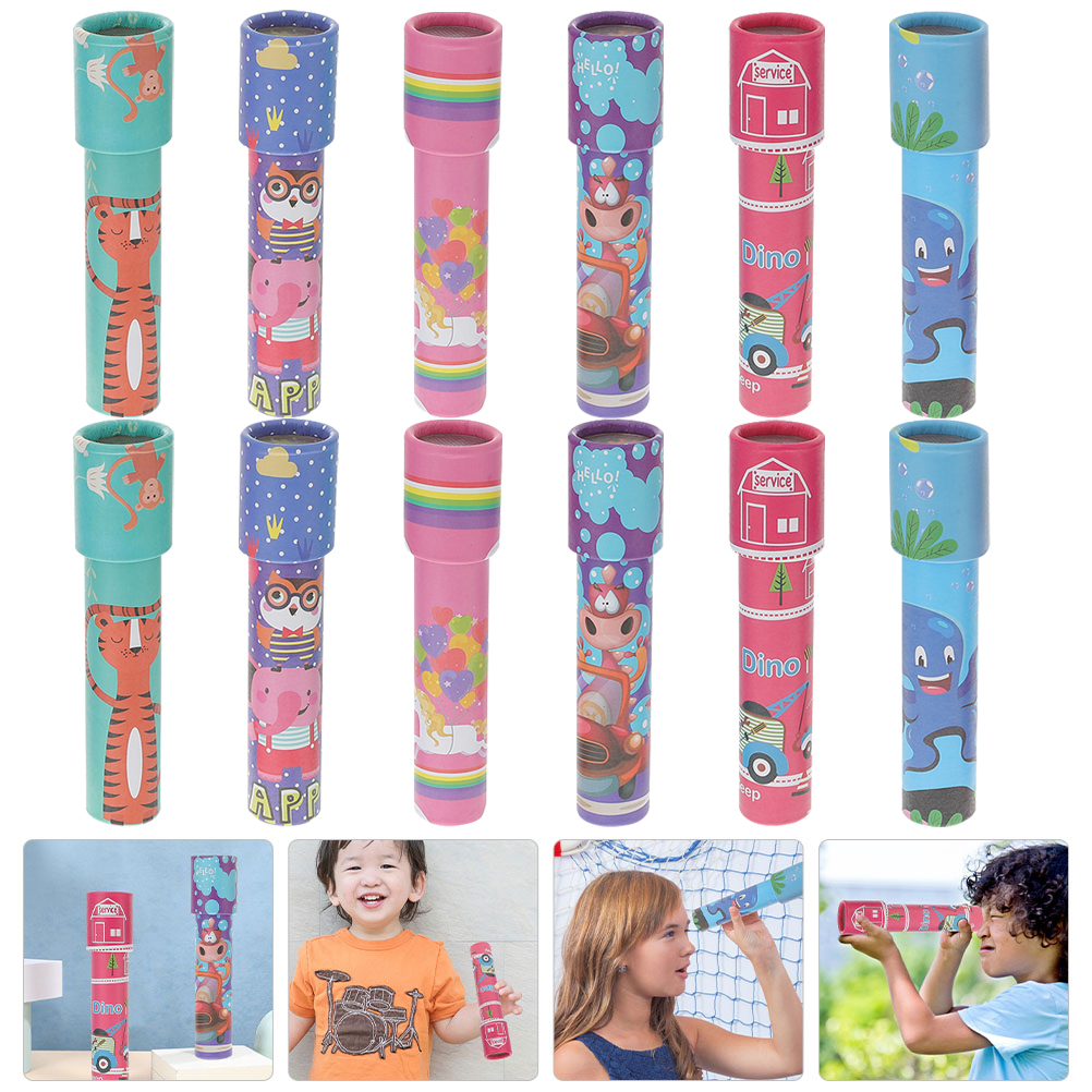 Caleidoscopio de papel portátil para niños, 10 piezas, rompecabezas Vintage divertido, educativo