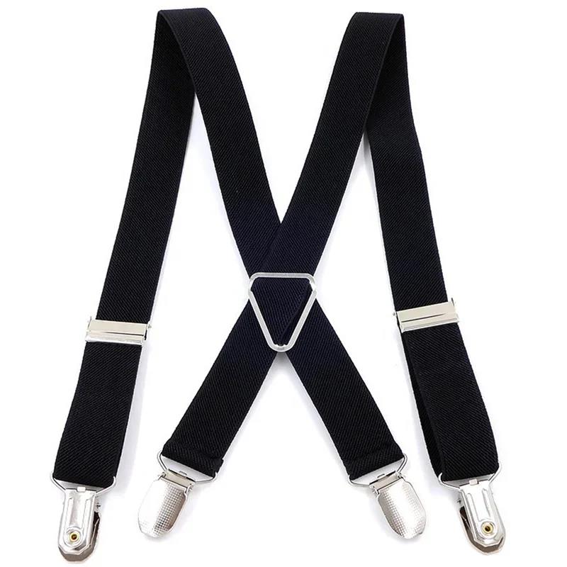Creative Adjustable Suspenders For Men Women X Back Elastic Pants Braces 2 5CM Width 4 Clip Design Fashion Accessory