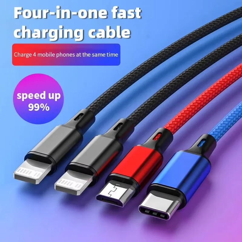 3 em 1/ 4 em 1 usb para tipo c micro cabo de carregamento rápido 3a cabo de dados de telefone de carga rápida para xiaomi redmi oneplus iphone huawei