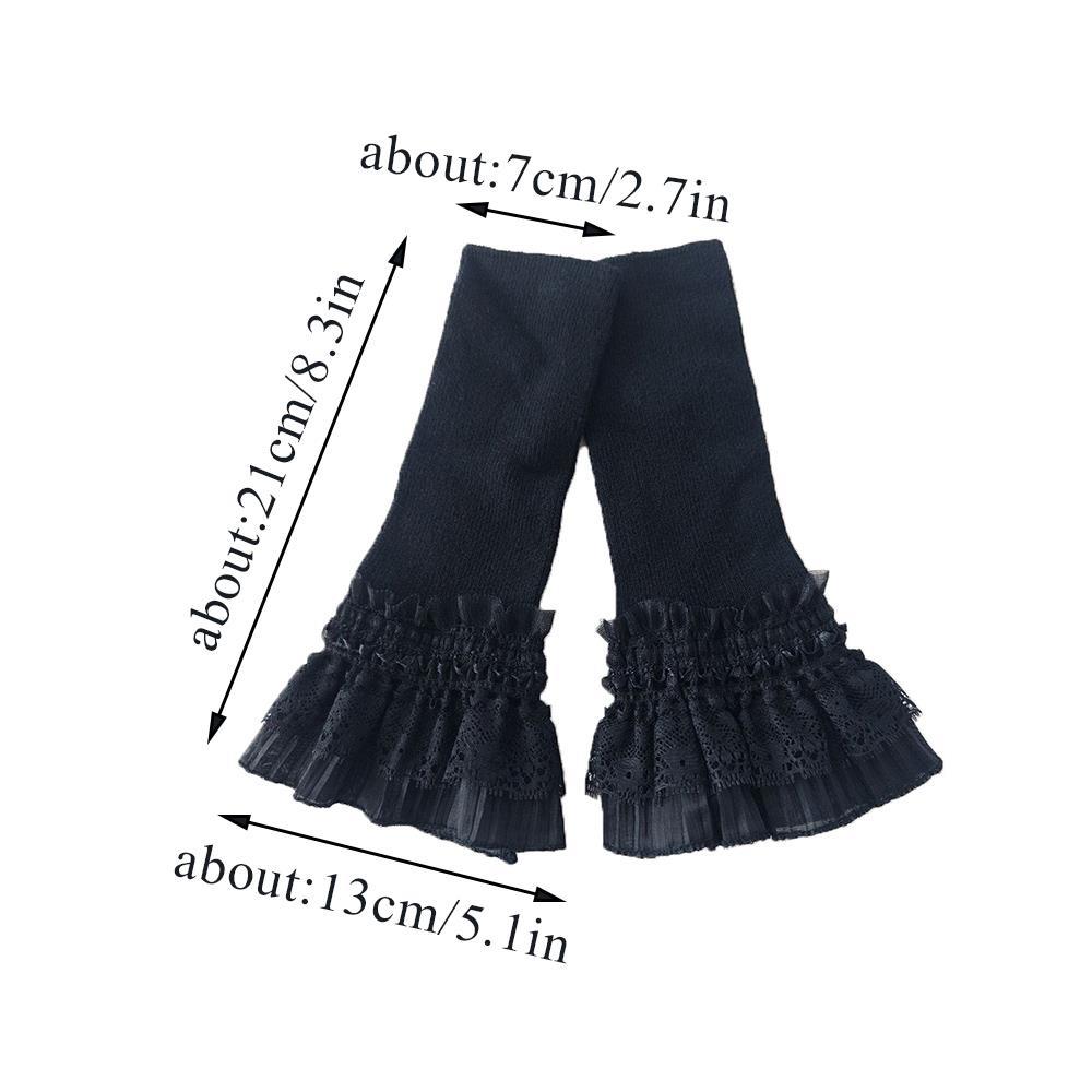 Manguito con volantes de encaje para mujer, manga larga elástica hasta el codo, mangas falsas desmontables, puños tejidos para muñeca, suéter de invierno, mangas decorativas