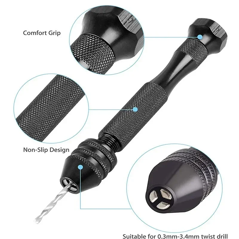 Mini Gereedschapsset met Zwarte Handspiraalboor 10 Stuks Gebakken Deeg Twists Boor voor Houtbewerking Boren Roterende Houtgaten Gereedschap