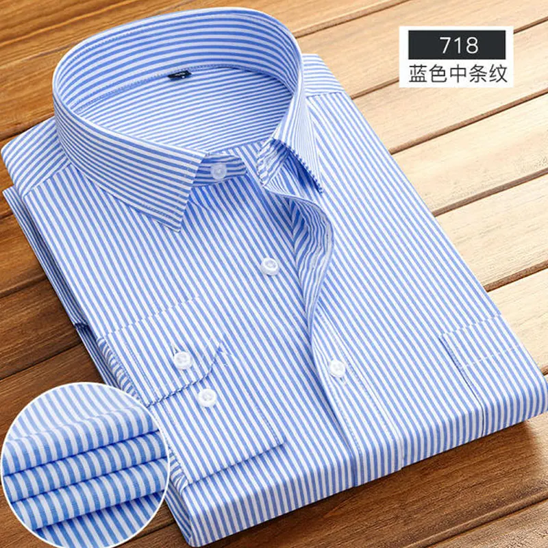 Herren-Langarmhemd Frühling Sommer Business Casual Baumwolle bügelfrei hochwertige atmungsaktive Mode Streifen neu