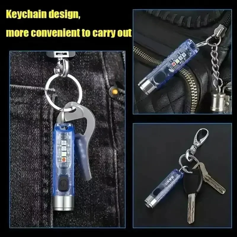 Rechargeable Mini Flashlight 10 Mode Portable Keychain Light Magnetic Torch USB Rechargeable Uv Lamp Emergency Camping Lantern