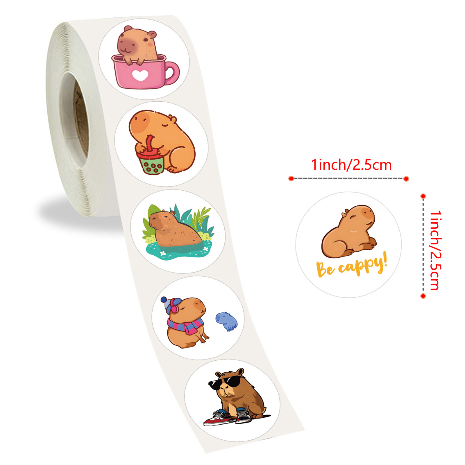 100-500pcs น่ารักอวบ Capybara การ์ตูนสัตว์สีน้ําตาลสติกเกอร์ DIY สมุดภาพโทรศัพท์รางวัลซีลป้ายสติ๊กเกอร์ติดผนังของเล่นเด็ก