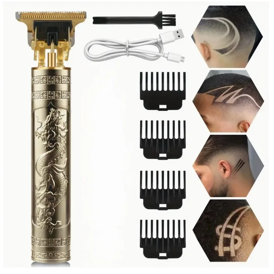 2025 T9 HairClipper Beard Shaving Body Hair Trimmer Clippers Electric Machine Men Haircut Machine 0mm Barber ShaverDragon Carved