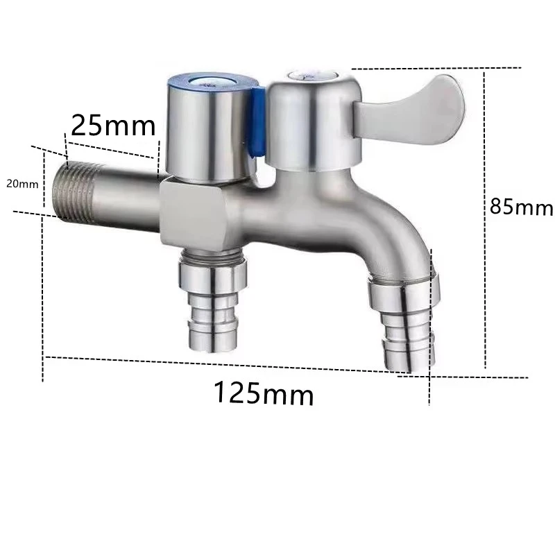 Edelstahl-Wasserhahn, doppelter Auslass, Dual-Control-Wasserhahn, eins in zwei, Out-Wasserhahn, 1/2 Zoll Bidet-Wasserhähne, Badezimmer-Zubehör