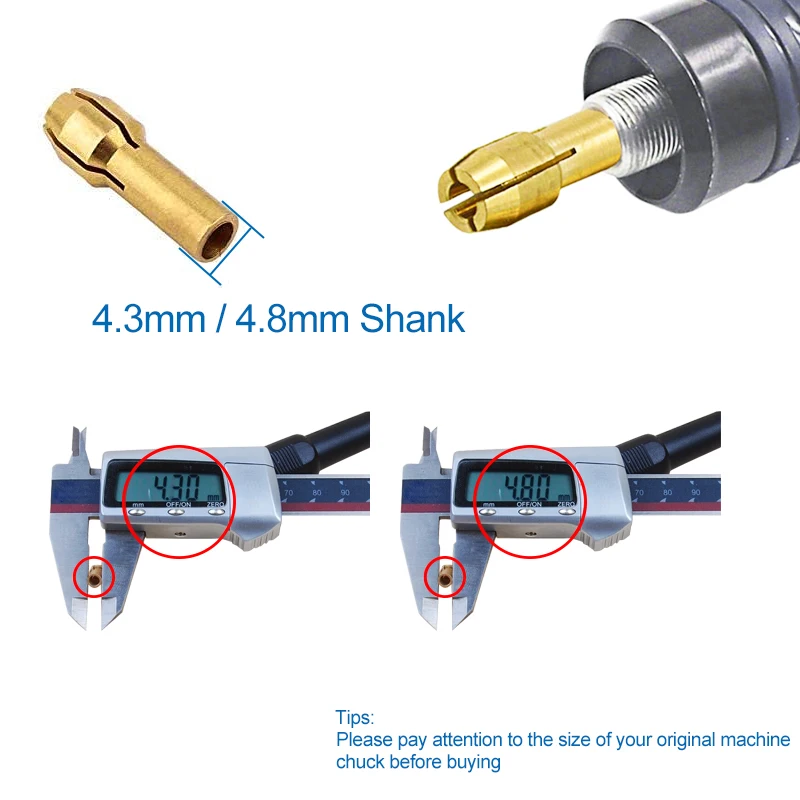 XCAN Mũi Khoan Mini Collet Chuck 10 Chiếc 0.5-3.2Mm Đường Kính 4.8Mm Vỏ Đồng Chucks Dremel Rotary dụng Cụ Điện Phụ Kiện Dụng Cụ