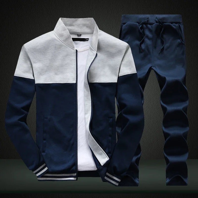 EAEOVNI, conjuntos de chándal para hombre, Sudadera con capucha y cremallera, pantalón de chándal, trajes para correr al aire libre, sudadera de retales, pantalón, ropa para hombre, conjuntos de 2 piezas