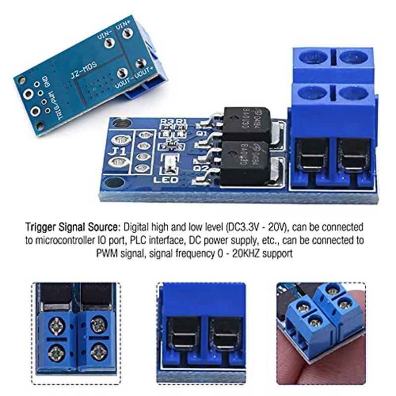 30PCS MOSFET Module DC 5V-36V 15A(Max 30A) 400W Dual High-Power 0-20Khz PWM DC Motor Speed Controller