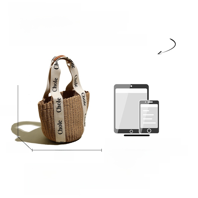 DSGUTWO Handwoven Straw Bag Large Capaci Casual Summer Women's New Sle Vacation Shoulder Bag Soft round Cylinder Shape