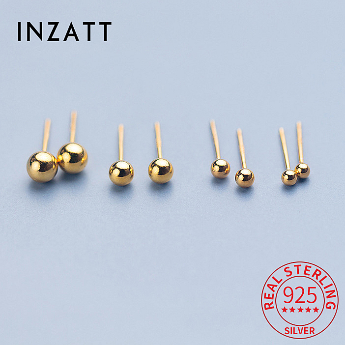 INZATT Echt 925 Sterling Silber 18 Karat Gold 2,5/3/4/5 MM Perle Stud Ohrringe für Frauen Edlen Schmuck Ohr Loch Minimalistischen Zubehör