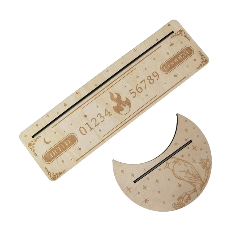 Soporte para cartas Tarot madera G92F, Base para Altar con fases luna, soporte para tarjetas rectangulares con forma