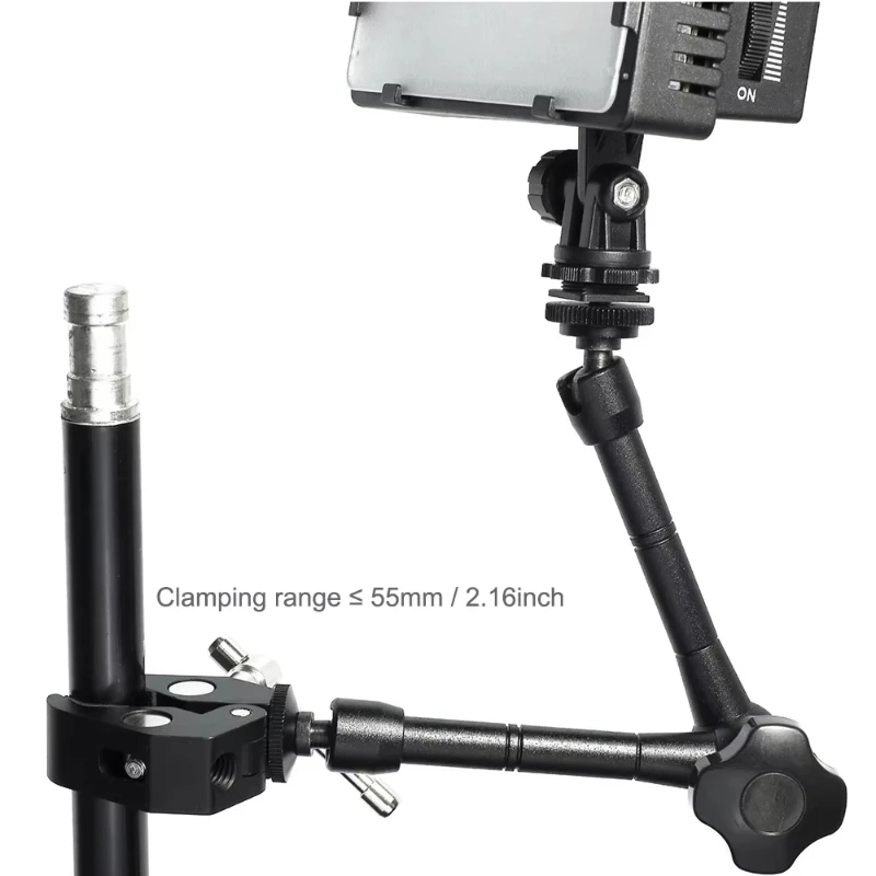 Super abrazadera de 7/11 pulgadas, brazo articulado mágico ajustable para montaje de Monitor, luz LED, cámara de vídeo LCD, cámara Flash DSLR