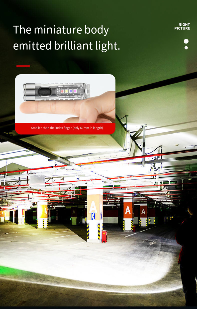 Mini linterna llavero recargable de 1 pieza con múltiples modos y base magnética: ideal para acampar y actividades al aire libre