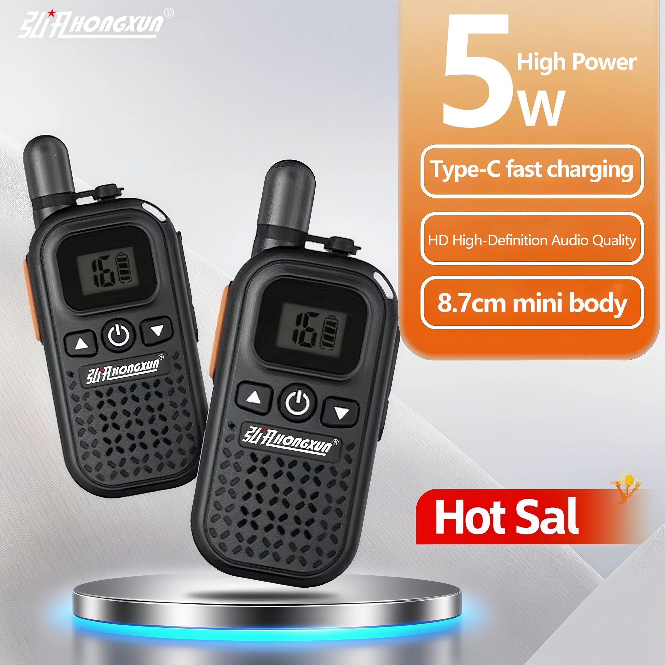 HX-928 5W Walkie Talkie HD sonido claro tipo C carga 8,7 cm Mini familia de construcción gran oferta para uso diario