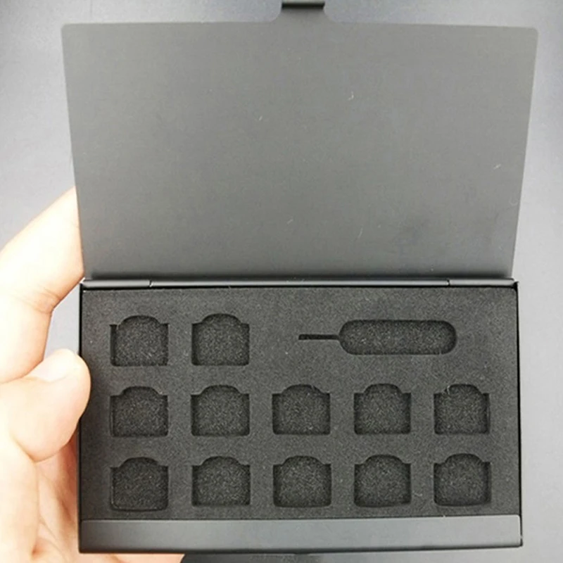 1 szt. 12 slots-nano + 1-Slot-Card-Pin-aluminiowa przenośna karta SIM Micro Pin Nano pudełko na karty pamięci uchwyt na ochraniacz na drążek skrzyni biegów