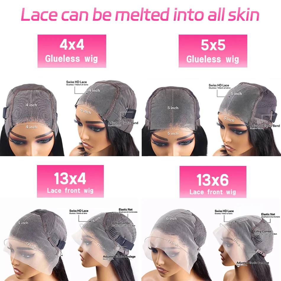 Pelucas delanteras de encaje 13x6 liso de hueso, cabello humano 5x5, peluca brasileña sin pegamento, cabello humano negro transparente 13x4 Hd, pelucas frontales de encaje