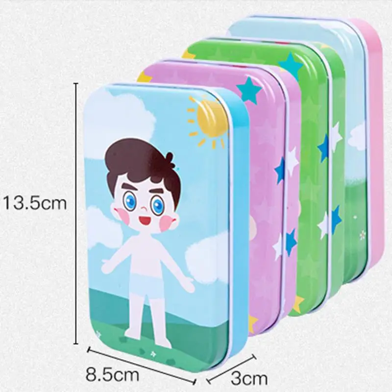 แม่เหล็ก 3D ปริศนาเด็กแต่งตัว Expression Travel ดีบุกกล่องจิ๊กซอว์เกมการศึกษาจินตนาการของเล่นของขวัญสําหรับหญิง