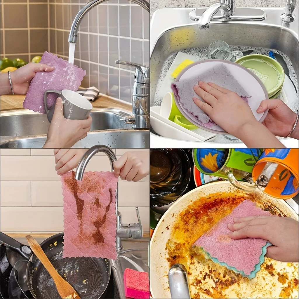 10 pezzi panni in microfibra asciugamani multiuso per lavare i piatti per stoviglie stracci per pulizia a doppia faccia accessori da cucina