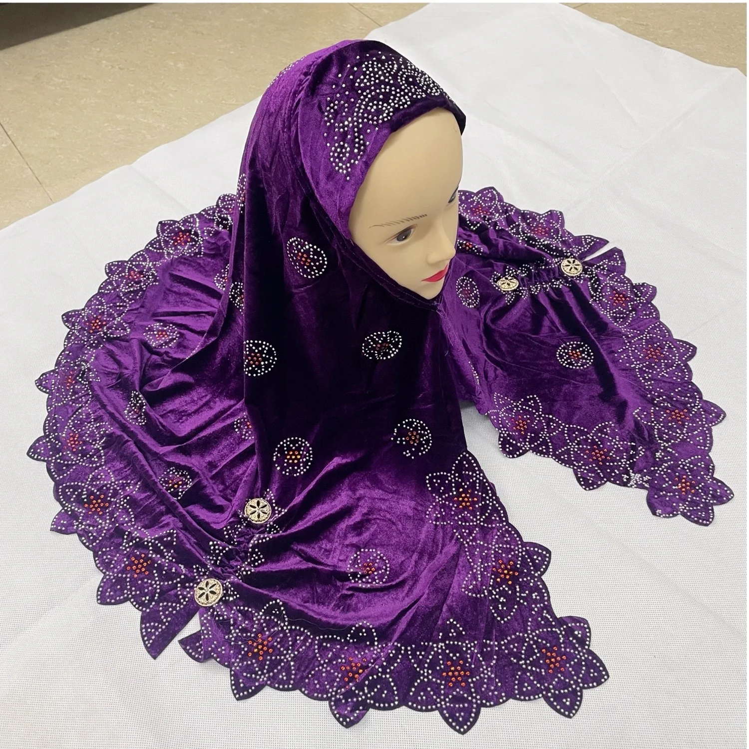 女性用ビーズヒジャーブターバン,イスラム教徒の帽子,ヘッドラップ,ショール,ラップ,ファッション,60x80cm, 2024