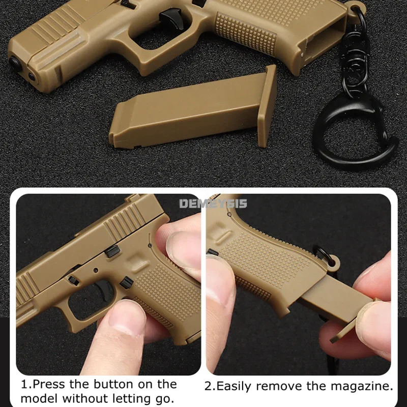 Mini Pistols Shape Keychain Realistic Model Removable Magazine Miniature Pistol Model Keyring Portable Decorations Trend Gift