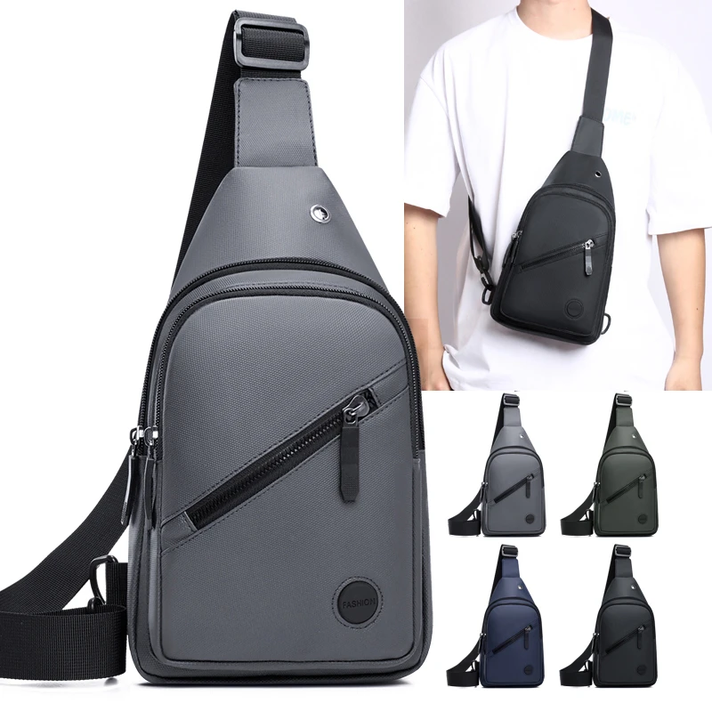 Lazer couro-olhar tecido masculino crossbody saco leve ao ar livre durável saco de peito masculino grande capacidade bolsa de ombro