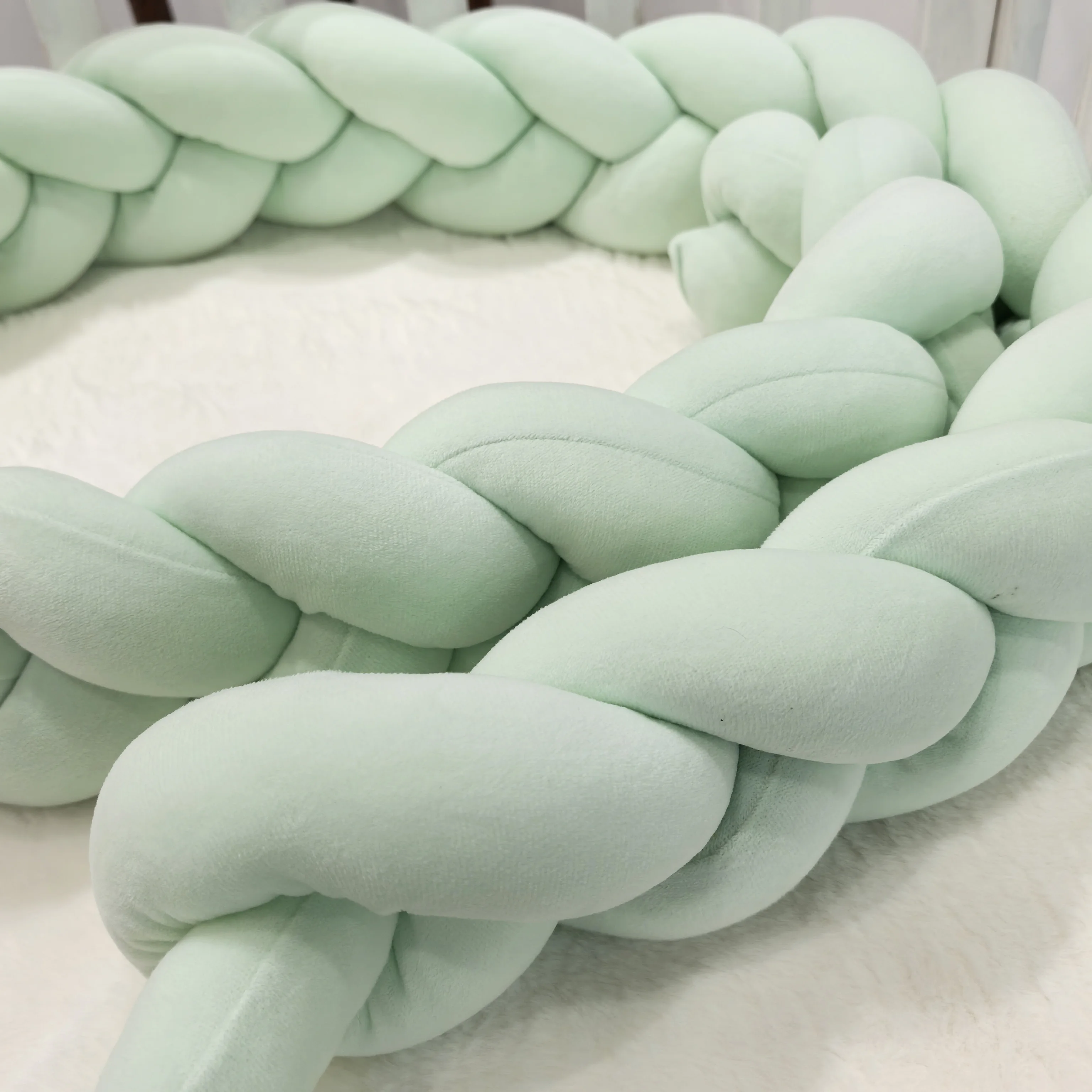 1 M/2 M/3 M/4 M เด็กกันชน Braid Knot หมอนเบาะสําหรับทารก Crib Protector COT ตกแต่งห้องชุดเครื่องนอนเด็กตกแต่ง