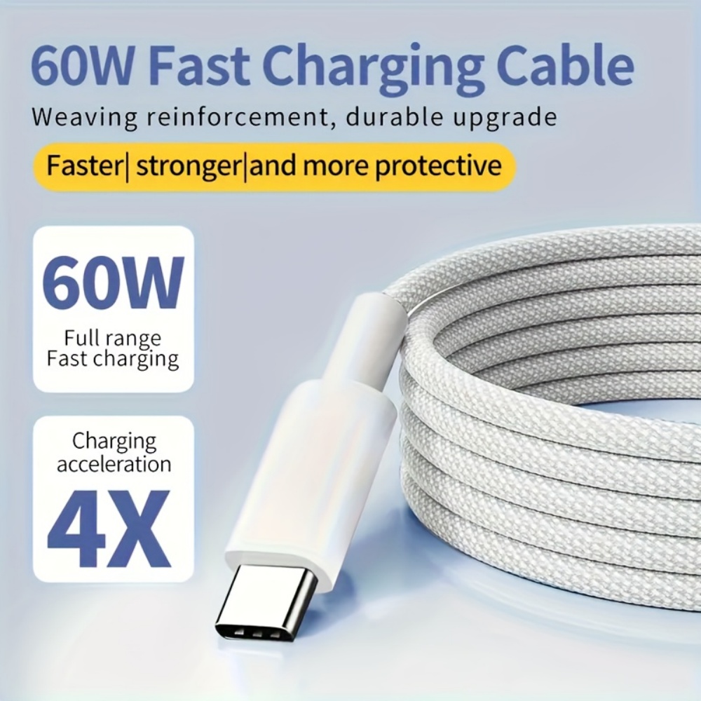 PD 60W C To C Type-C Cable Fast Charging Charger Wire Cord USB C Fast Charging Phone Cable For iPhone 16 15 iPad Samsung Xiaomi