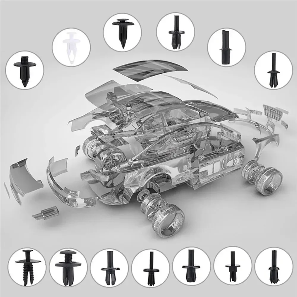 680 Stuks-100 Stuks Auto Bevestigingsclip Wit Voertuig Houder Bevestiger Bumper Clip Auto Spatbord Punter Klinknagel Deur Trim Houder