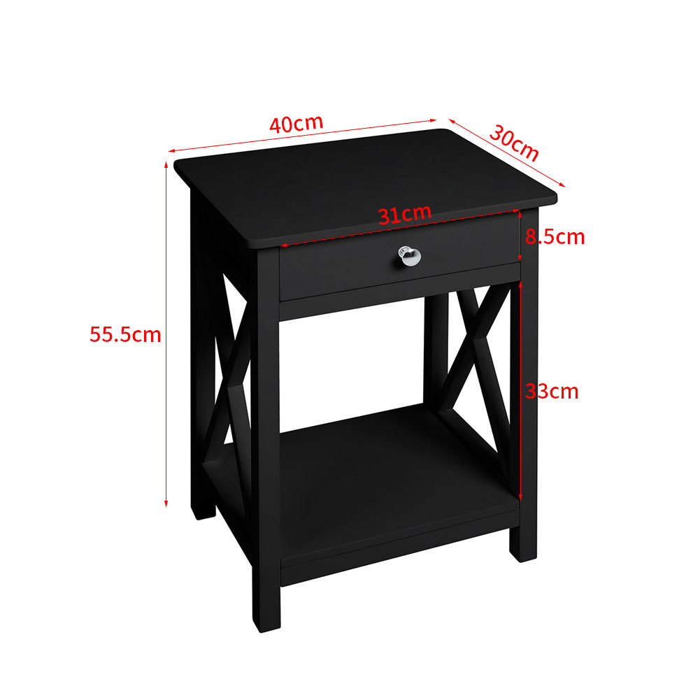 Modern Side Table Nightstand with Drawer,Black