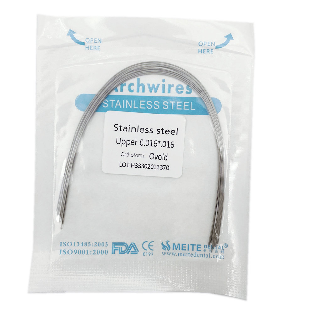 10 ピース/パック歯科矯正ステンレス鋼ラウンド/長方形ワイヤー卵形フォーム歯科医材料歯科アーチワイヤー