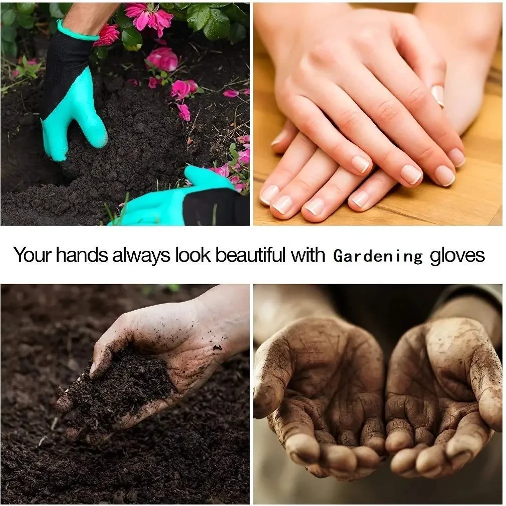 Luvas de jardinagem com garras, respiráveis, à prova d'água, trabalho, escavação, plantio, resistente a picadas, luvas de látex protetoras antiderrapantes