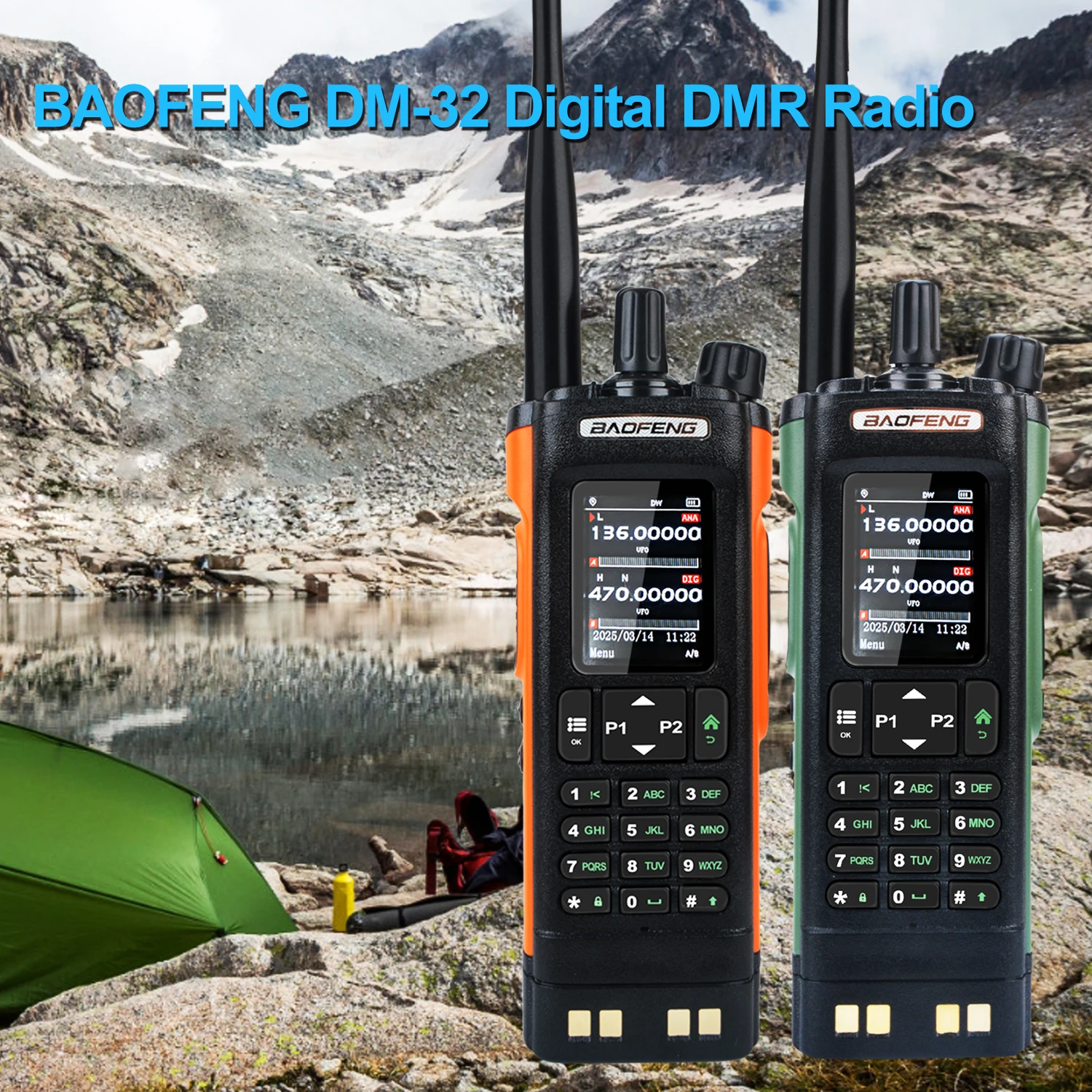 Baofeng DM-32 GPS APRS AES256 cifrado DMR Digital analógico UHF VHF banda Dual 8W banda aérea FM Walkie Talkie DM-32UV
