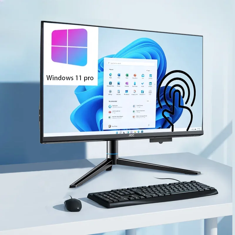 YUNYI OEM AOC Brand All in One PC 24 Inch Core   i7 1260P DDR4 16GB 512GB SSD Computer Set All in One PC with UPS Battery