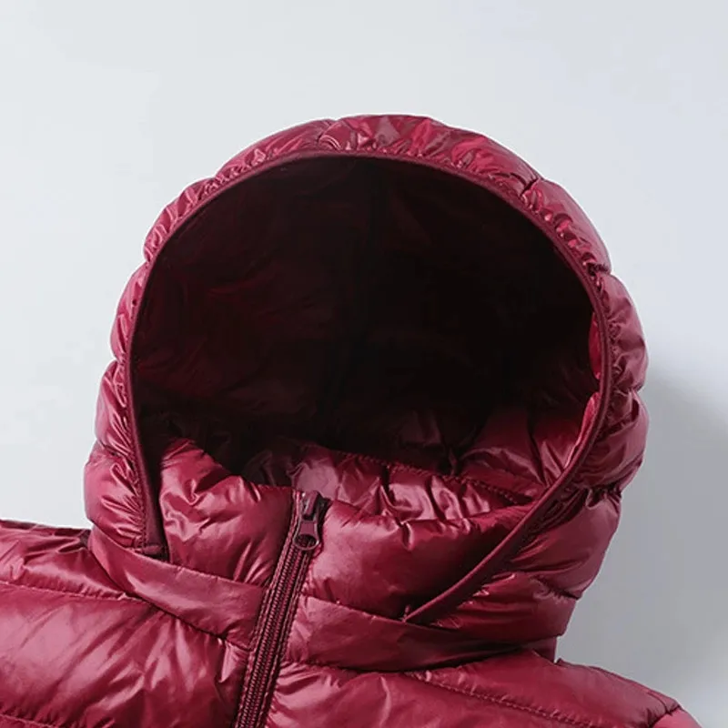 Damen-Rock, Daunenjacke, modisch, mit Kapuze, Hut, abnehmbar, lang, ultraleicht, verstaubar, Daunenjacke, Übergröße 5XL, Pufferjacken