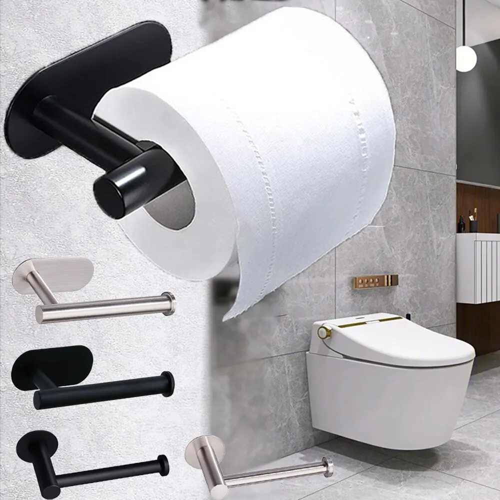 Porta carta igienica senza foratura Porta rotolo da bagno Dispenser di asciugamani in tessuto Appendiabiti in acciaio inossidabile Accessori da cucina per riporre tovaglioli