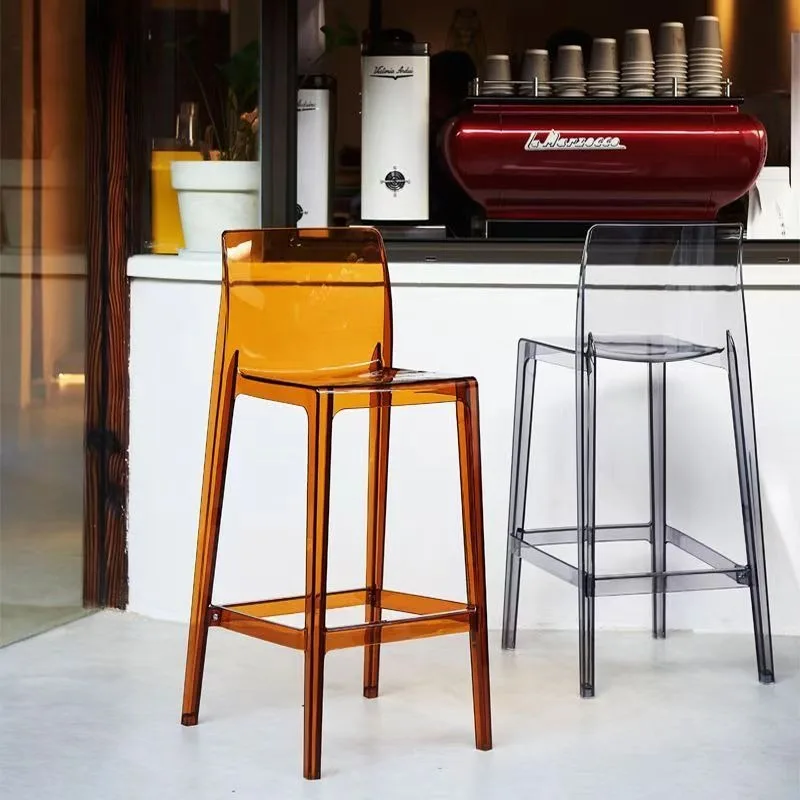 Taburete de Bar ligero de lujo, taburete alto acrílico transparente, taburete creativo para Bar de cafetería, muebles para el hogar y la sala de estar, silla alta Simple