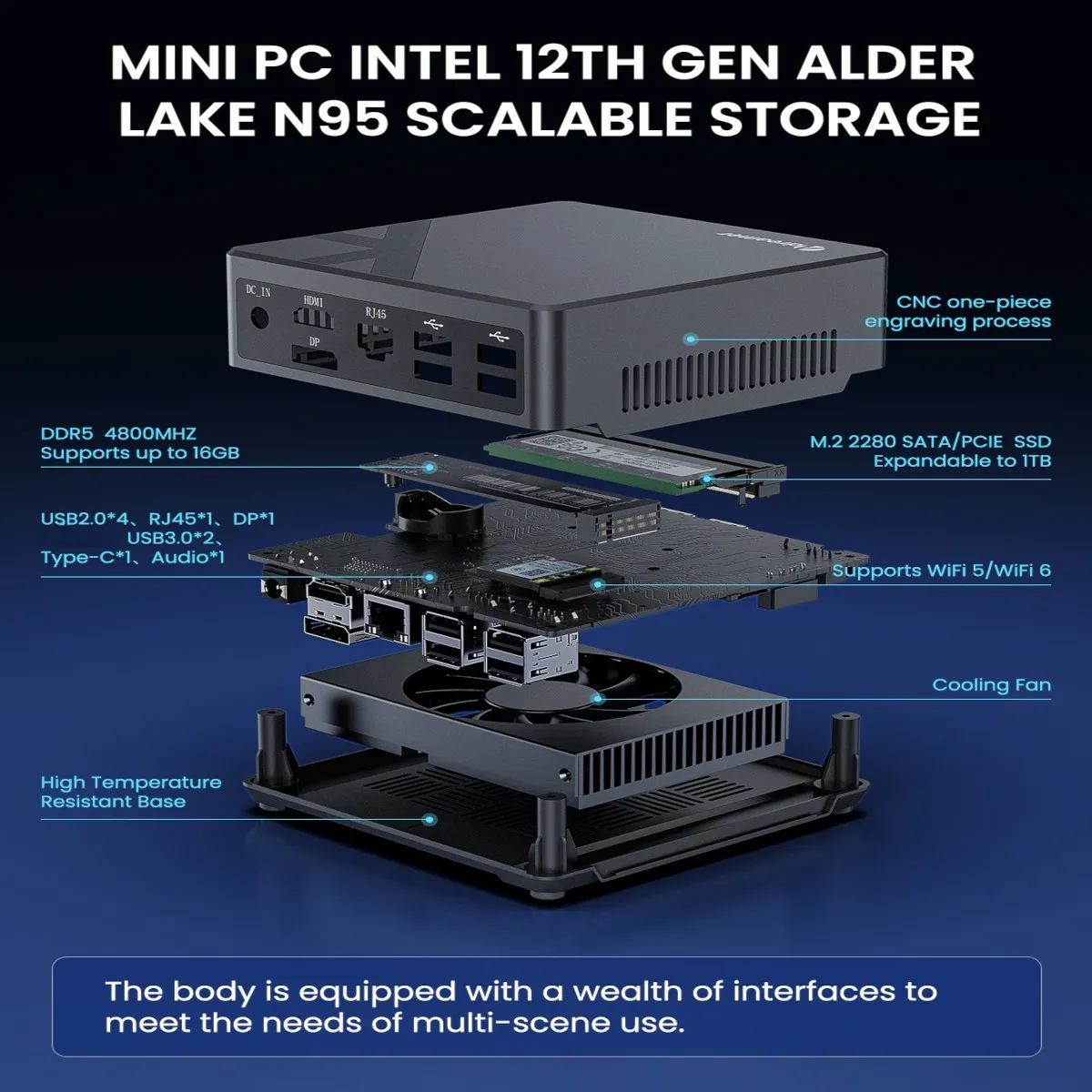 Adreamer-intel Lake mini pc,intel Barder,n95,16g,1t,ddr5,4800mhz,m.2,pcie,sata,Windows 11,デスクトップゲーム,nisless