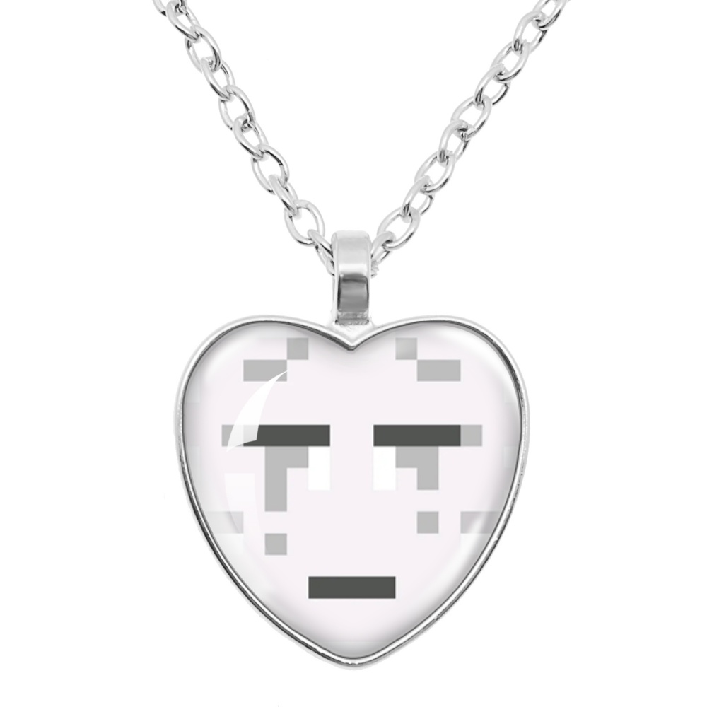 재미 있은 픽셀 블록 테마 만화 패턴 내 세계 유리 하트 모양 25mm 펜던트 목걸이 매력 보석 액세서리 선물
