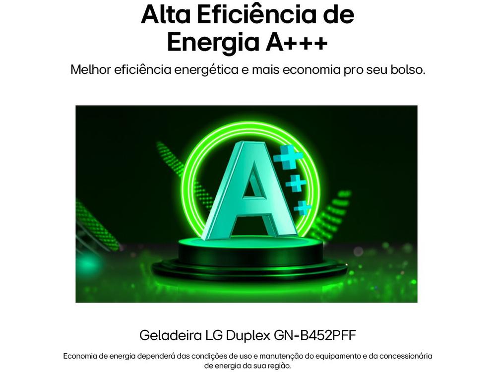 Geladeira/Refrigerador LG Frost Free Inox Duplex 461L GN-B452PFF - 110V