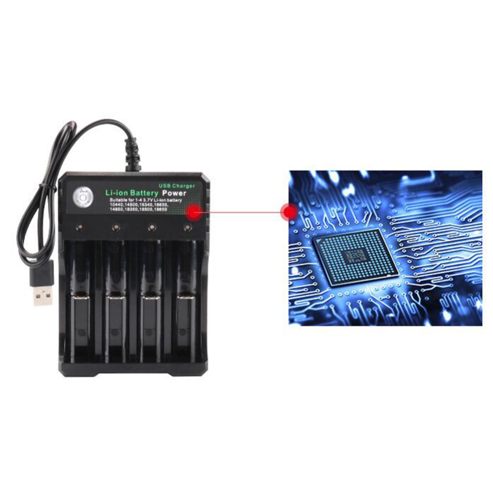 1/2/4 ranuras AC 110V/220V 18650 cargador de batería negro para 14500 14650 16650 18350 18500 18650 3,7 V baterías de litio recargables