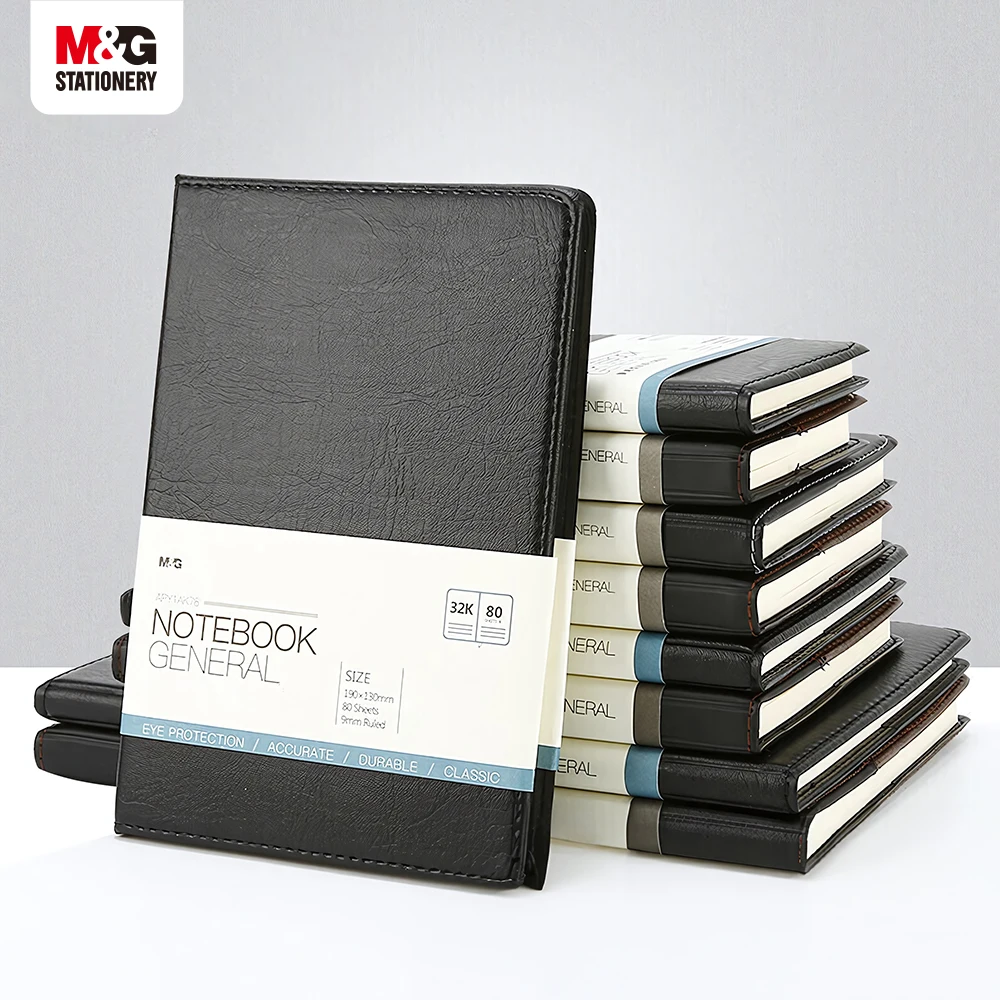 Clearance_M&G 80 Seiten schwarze Büro-Notizbücher, Meeting-Notizbücher mit Lederbindung, inklusive Tagebücher, Business-Notizblöcke 32/25/18K_C