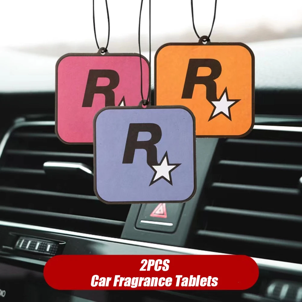 2Pcs Car Rockstar Fragrance Tablets Car Interior Pendant Pendant Air Freshener Aromatherapy Essential Oil Hanging Decoration