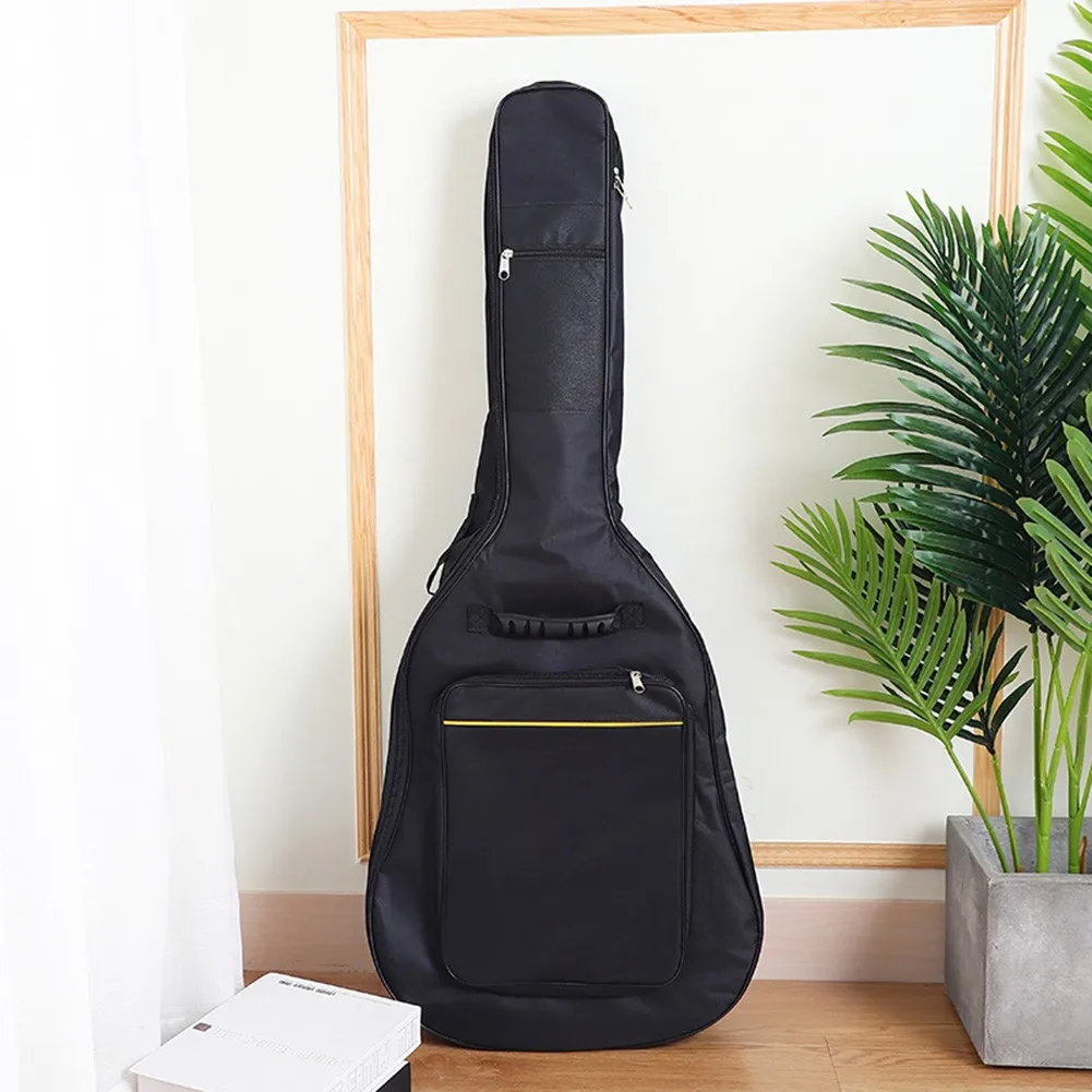 41 Inch Akoestische Gitaartas Waterdichte Rip-Stop Oxford Nylon Dubbele Bandjes Gewatteerde Zwarte Gitaarkoffer Gig Rugzak Muzikale Instrum