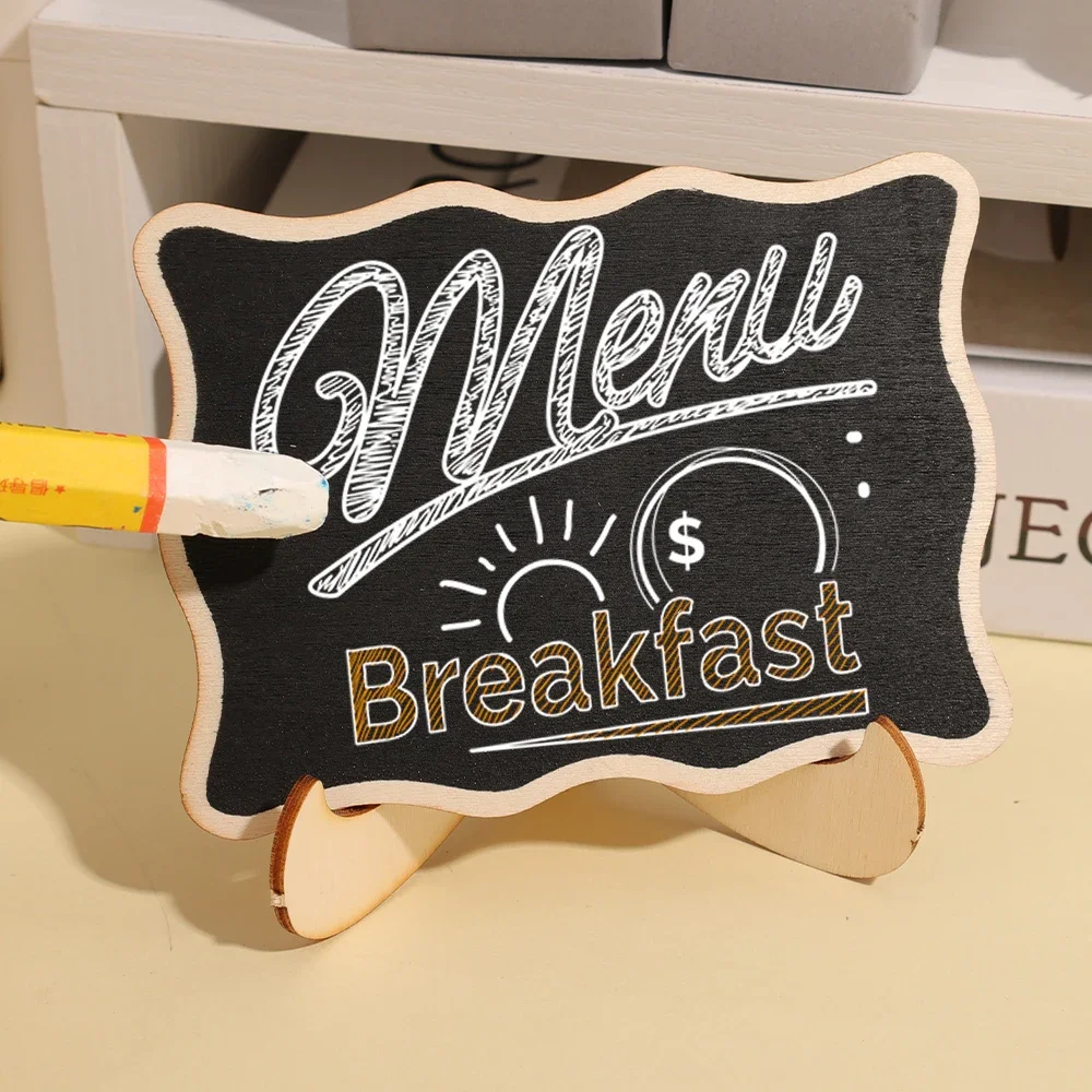 1-10PCS แบบพกพากระดานดําไม้ MINI บอร์ดข้อความป้าย Chalkboard DIY ตกแต่งสําหรับงานแต่งงานวันเกิด PARTY