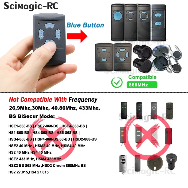 HORMANN Garage Gate Remote Control HORMANN HSM2 HSM4 868 MHZ trasmettitore portatile 868.35mhz HS1,HS2,HS4 ,HSE2,HSE4,HSZ1,HSZ2,HSP4,HSP4-c,HSD2-A,HSD2-c