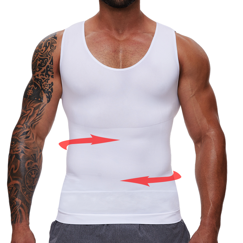 Męskie koszulki kompresyjne na brzuch kontrola bielizna modelująca płaski brzuch kształtowanie brzucha kamizelka Tank Top Fitness trening odchudzanie urządzenie do modelowania sylwetki