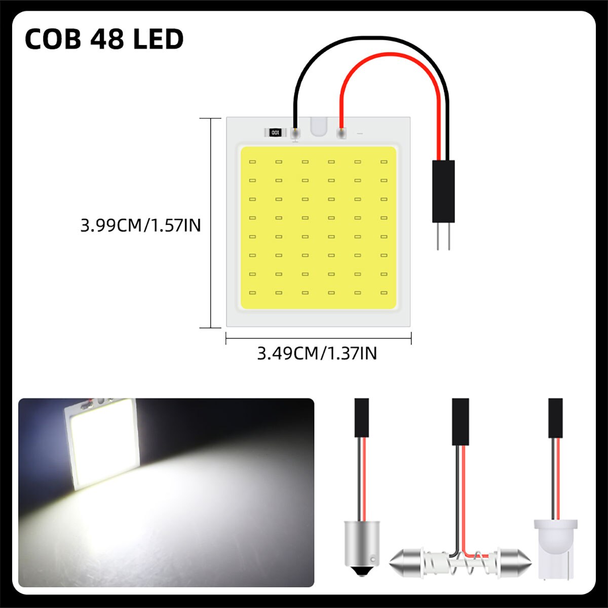 หลอดไฟ LED Festoon COB LED 31มม. 36มม. 39มม. 41มม. พร้อมช่องเสียบ C5W T10 BA9s ไฟ LED 4ชิ้น